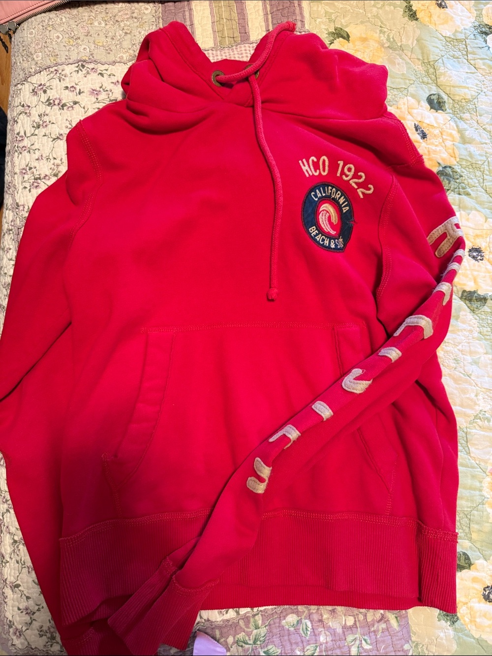 Hollister Red Pullover Hoodie with California Patch